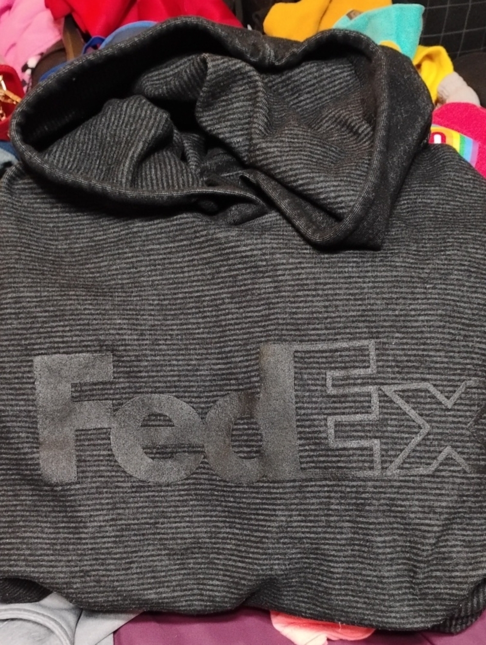 Dex Men's Striped Hooded Pullover Sweatshirt in Charcoal Gray